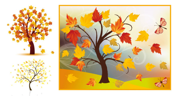 秋天的树木矢量素材