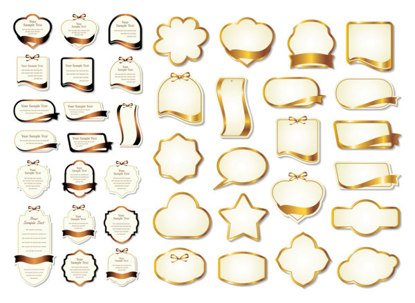 金色丝带label矢量素材