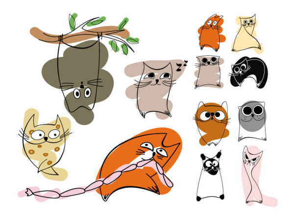 抽象猫咪矢量素材