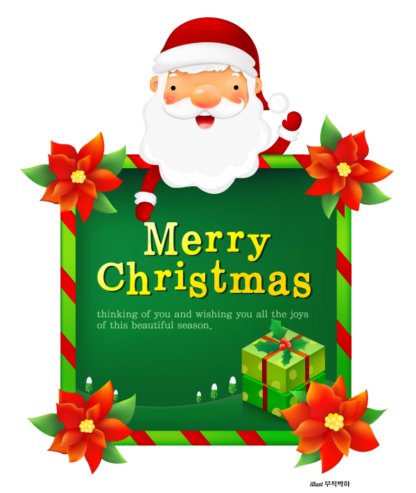 {圣诞老人与展板}矢量素材