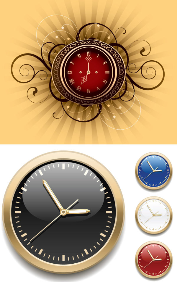 钟表&mdash;矢量素材