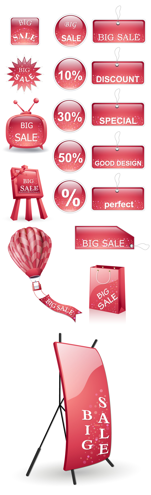 {广告宣传X展架与标签}矢量素材