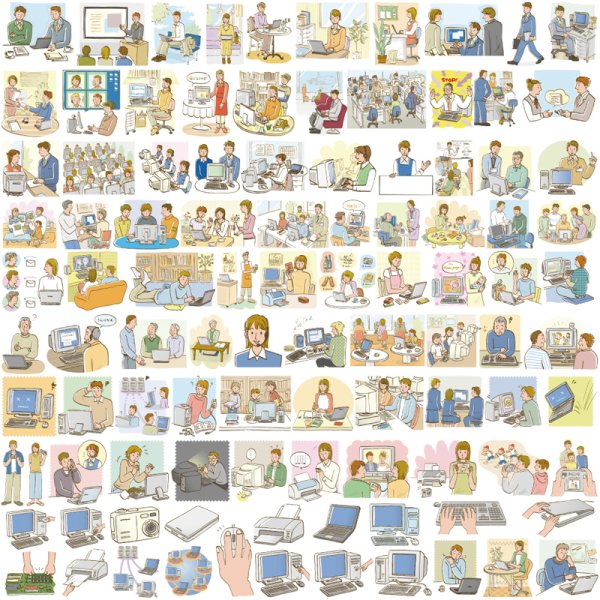 日式生活人物矢量素材