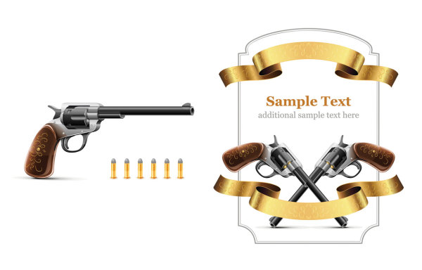 左轮手枪主题矢量素材
