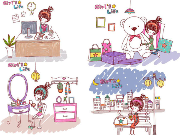 女孩的生活&middot;EPS&nbsp;Girl&rsquo;s&nbsp;Life4矢量素材