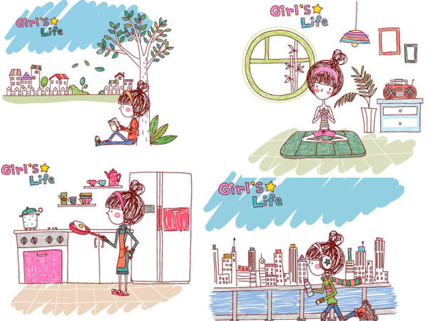 女孩的生活&middot;EPS&nbsp;Girl&rsquo;s&nbsp;Life5矢量素材