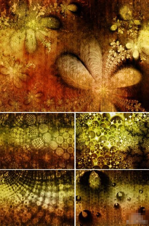5款高清晰抽象图案及颓废质地PS笔刷（含JPG格式高清图片）