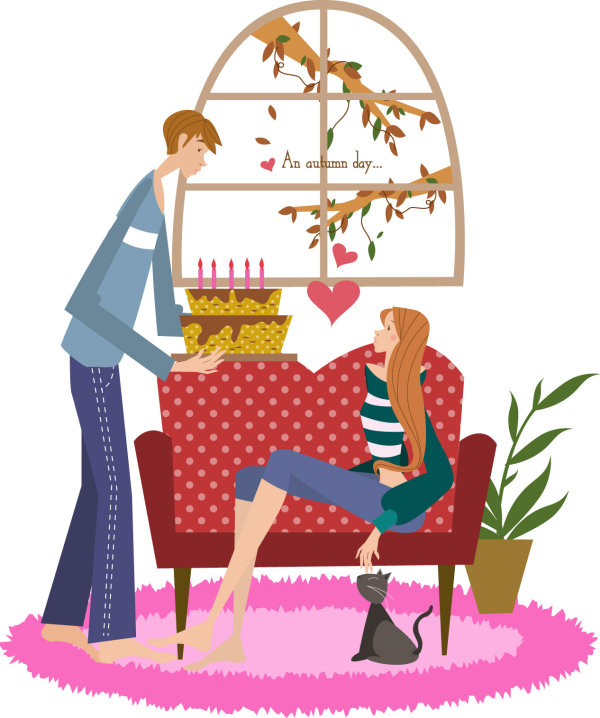 清新情人矢量素材1