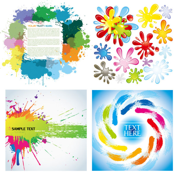 彩色墨迹矢量素材