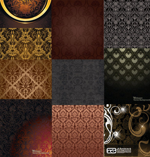 多款欧式华丽花纹底纹矢量素材