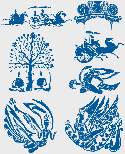 拓印汉代瓦当图案矢量素材