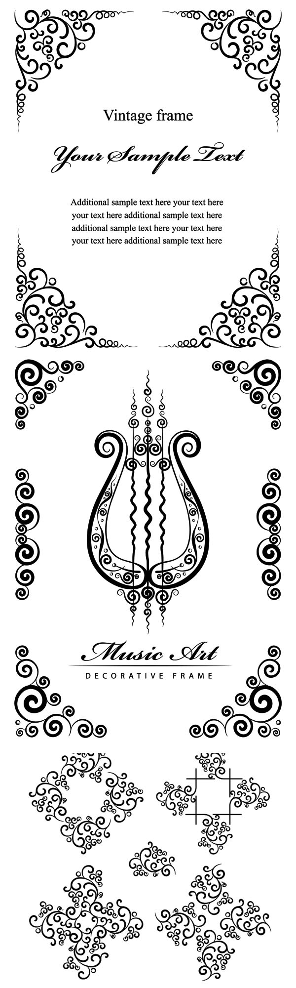 黑色花纹边框&mdash;&mdash;矢量素材