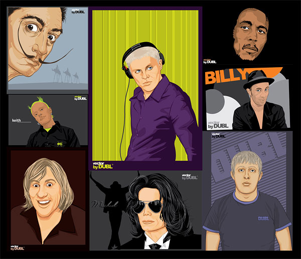   人物肖像绘画矢量素材  