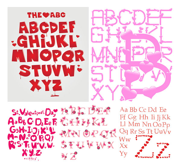 心形英文字母矢量素材