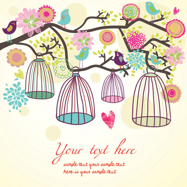 可爱小鸟矢量素材-2