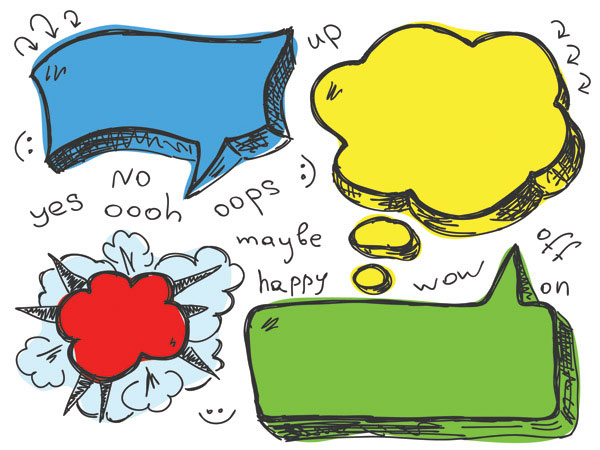 可爱手绘对话泡泡矢量素材-6