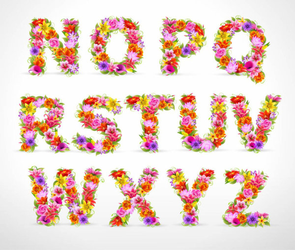 精美鲜花字母01&mdash;&mdash;矢量素材