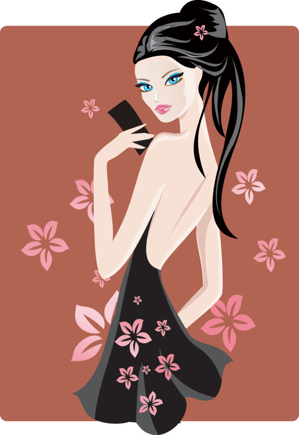 卡通美女插画04&mdash;&mdash;矢量素材