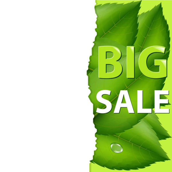 卷角与绿叶03&mdash;&mdash;矢量素材