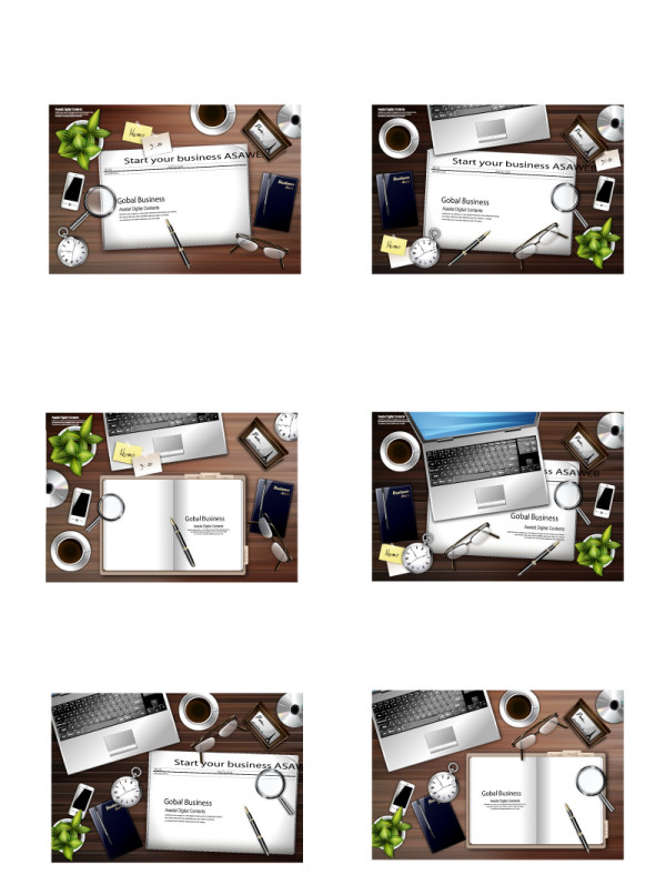 Six desktop vector material