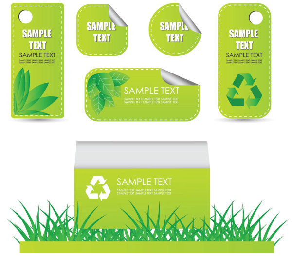 精美绿色标签02——矢量素材