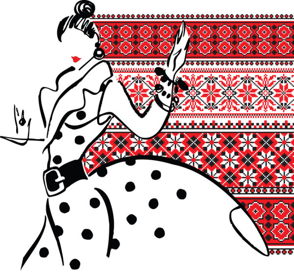 手绘美女03——矢量素材