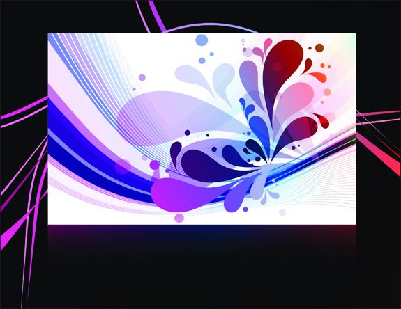 绚丽花纹黑色背景矢量素材-2