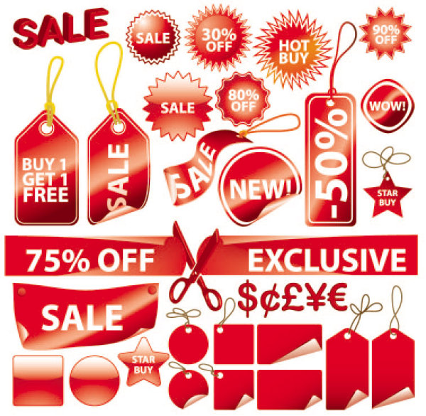 红色标签01——矢量素材