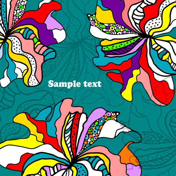 绚丽的手绘花纹背景01——矢量素材