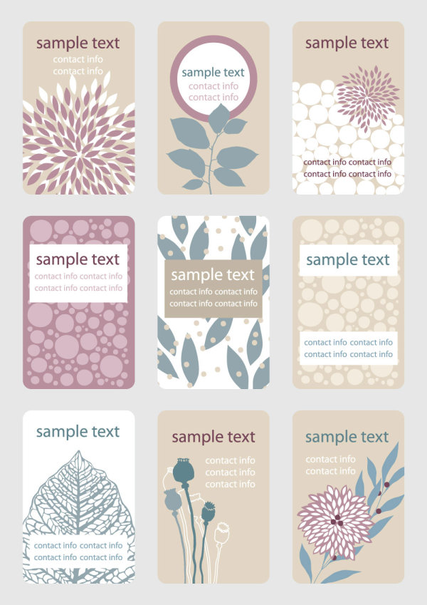 叶子底纹名片02——矢量素材