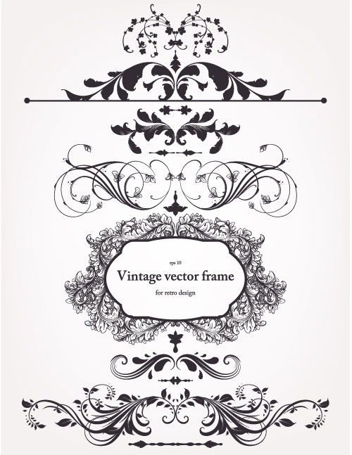 欧式碎花边框和装饰02&mdash;&mdash;矢量素材