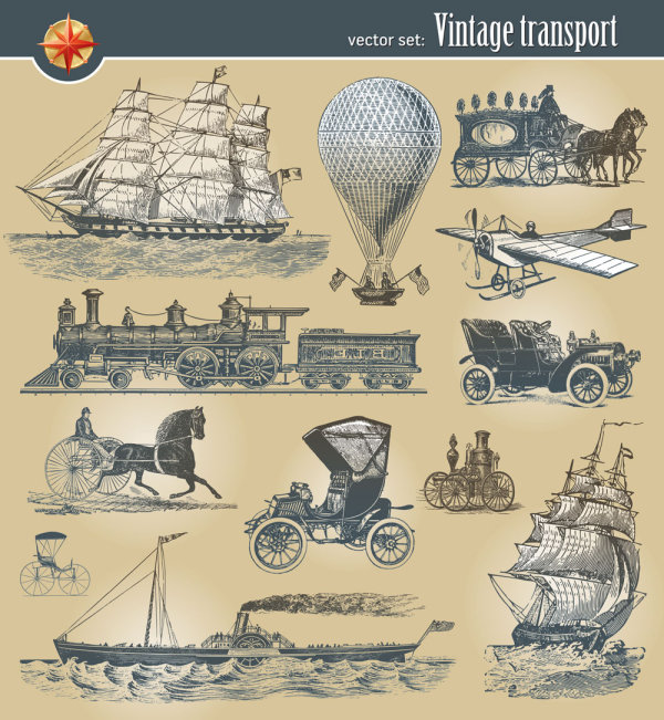 古典运输工具01——矢量素材