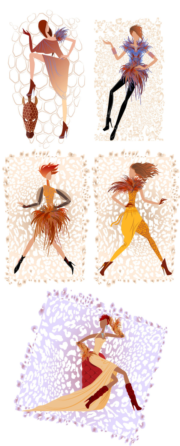 时尚卡通女郎——矢量素材