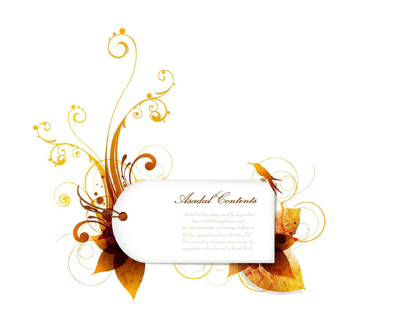 淡雅花纹文本标签矢量素材-3