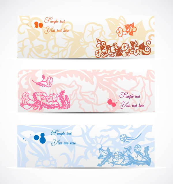 淡雅花纹banner03&mdash;&mdash;矢量素材