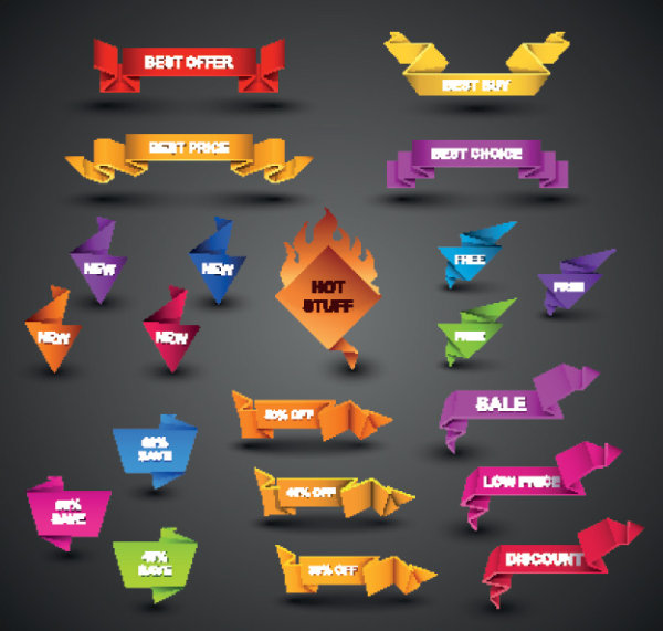 精美折纸图形02——矢量素材