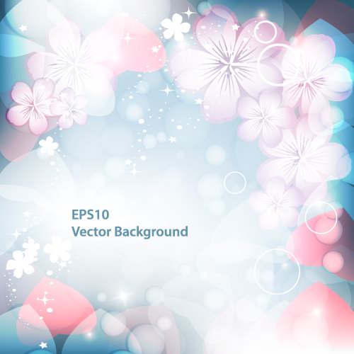 梦幻闪烁鲜花背景矢量素材-1