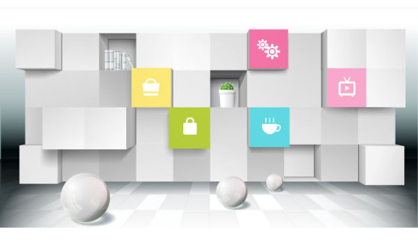 创意立体商务空间背景矢量素材-1