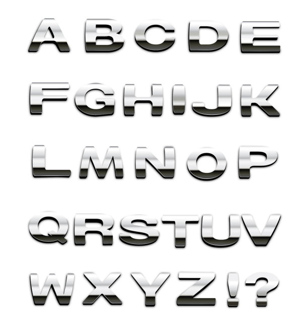 Metallic letters of the alphabet - vector material