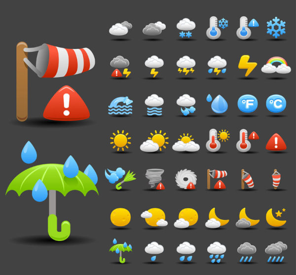 Cartoon weather icon 01 - vector material