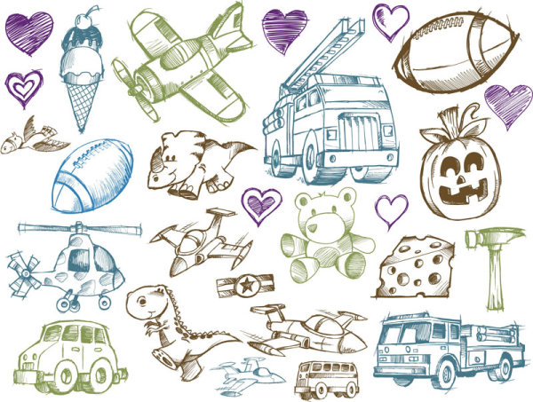 线稿卡通玩具&mdash;矢量素材