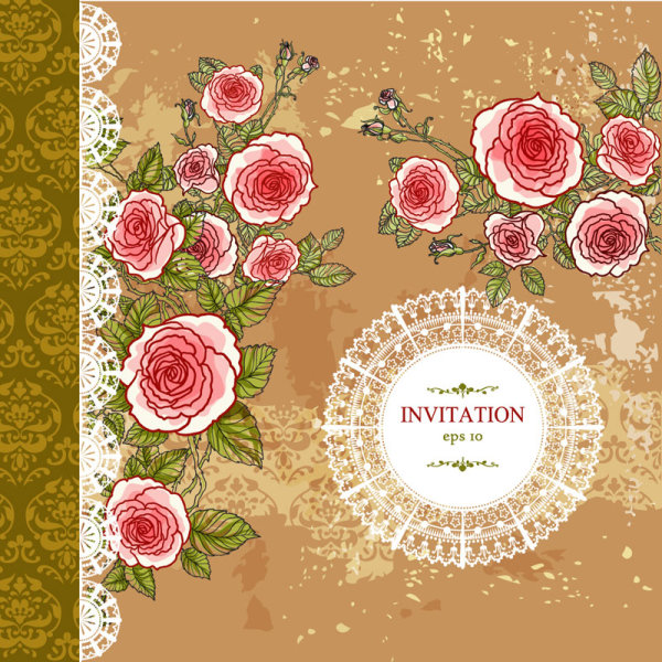 Beautifully hand-painted floral background 01 - vector material
