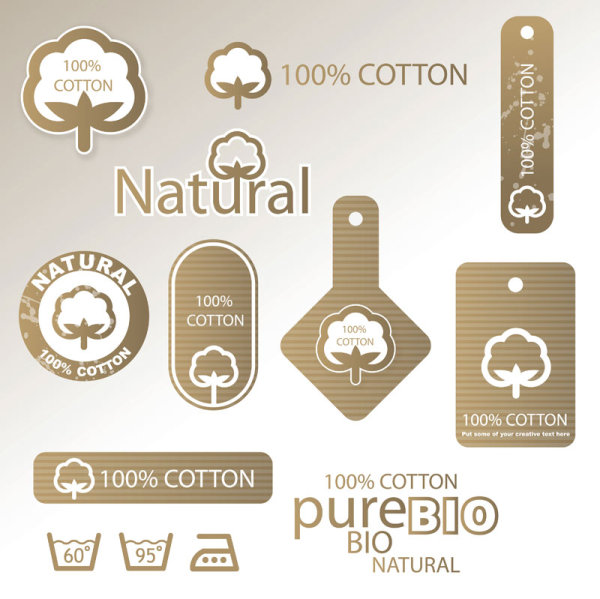 100% cotton label identifies 02 - vector material