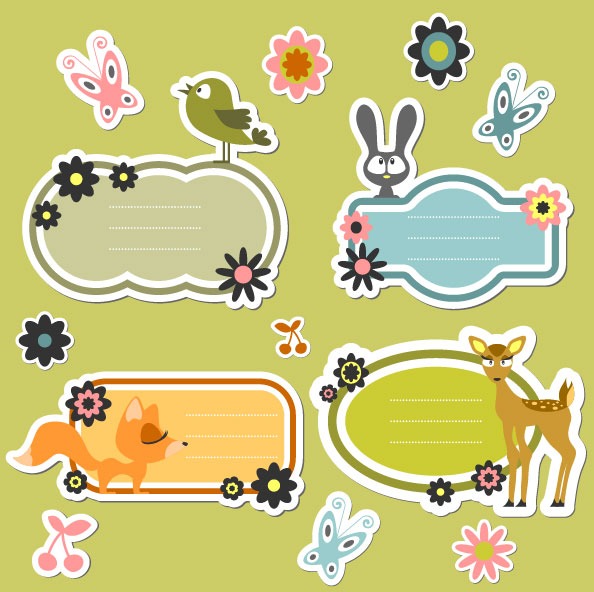 Cute cartoon label 03 - vector material