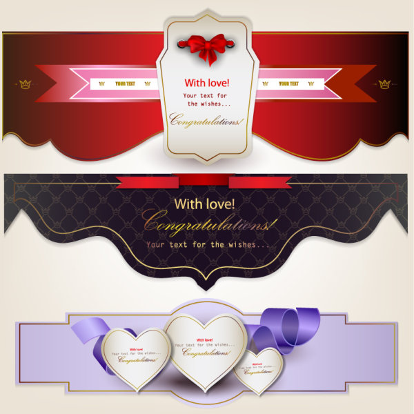 Beautifully romantic banner 03 - vector material