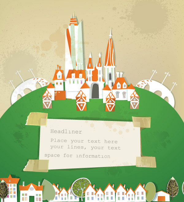 Cartoon urban theme vector material -6