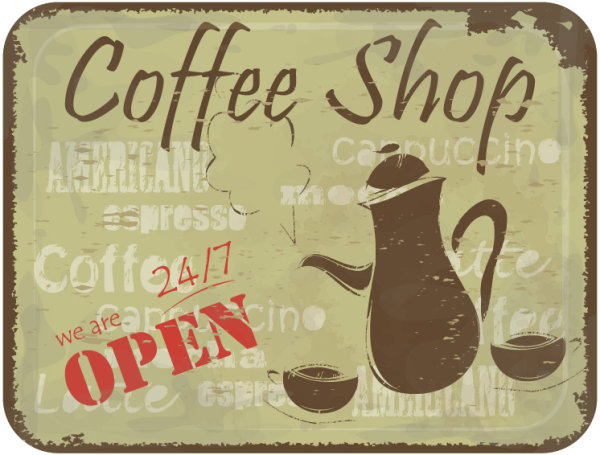 Vintage coffee label card 01 - vector material