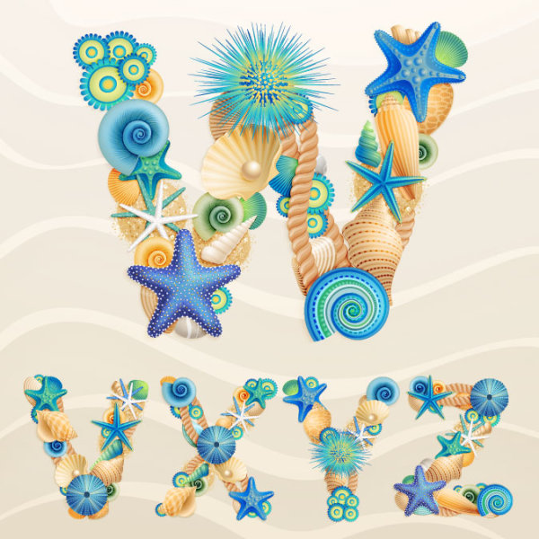 Marine theme font design 04 - vector material