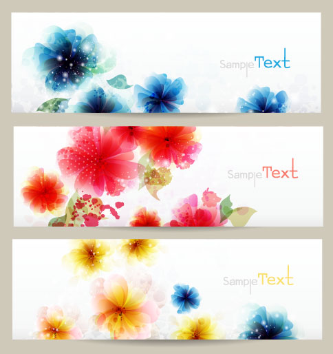 Beautiful flowers banner 01 - vector material