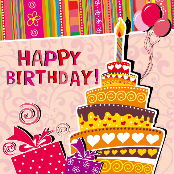Cartoon birthday card 03 - vector material